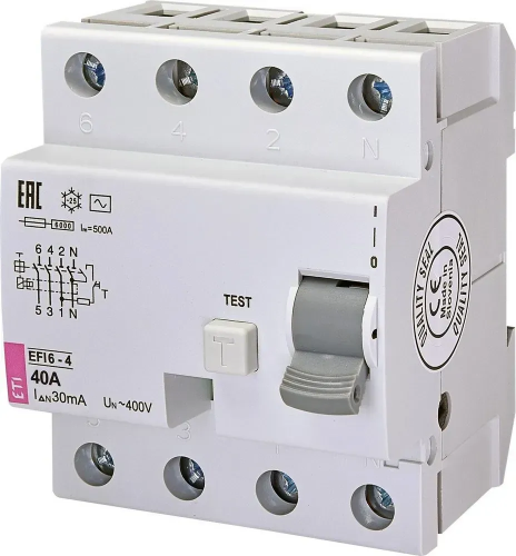 Дифференциальное реле (УЗО) EFI6-P4 A 40/0,03